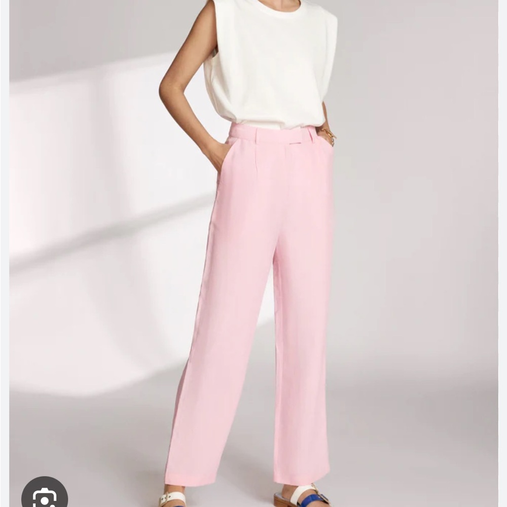 NWT Kitri Lupeta Pink Linen Trousers - Size 6